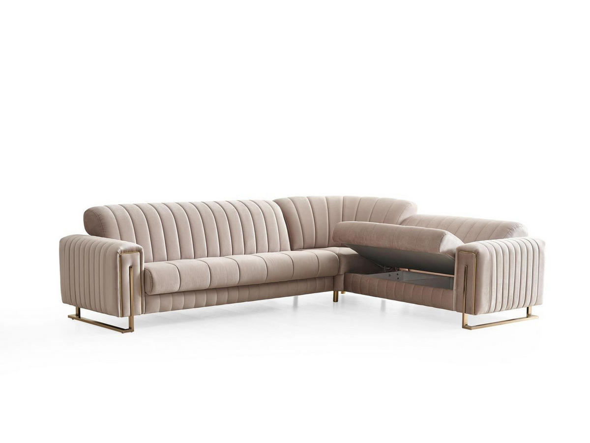 ECKSCHLAFSOFA Kochi Beige - Langer Schenkel Links - Beige, Holzwerkstoff/Kunststoff (315/245cm)