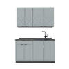 SINGLEKÜCHE Fame-Line Hellblau-grau/Anthrazit 140 cm, AP Anthrazit - Anthrazit/Blaugrau, Holzwerkstoff (140/81.6/60cm) - Vicco