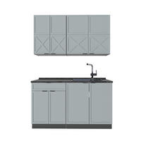 SINGLEKÜCHE Fame-Line Hellblau-grau/Anthrazit 140 cm, AP Anthrazit - Anthrazit/Blaugrau, Holzwerkstoff (140/81.6/60cm) - Vicco