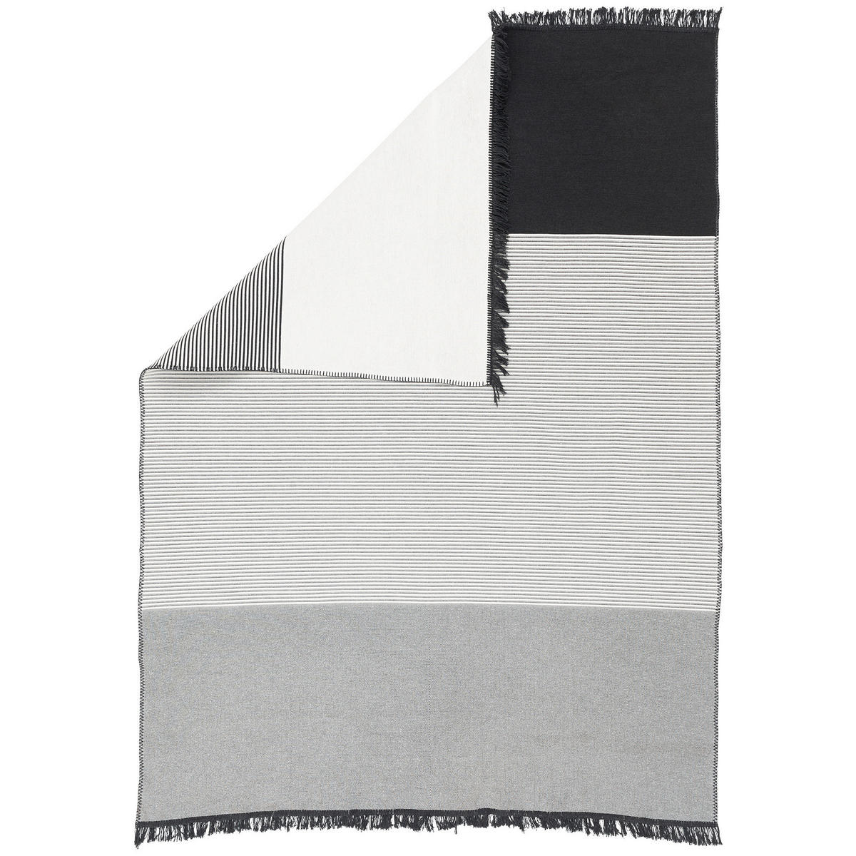 TEPPICH BEIDSEITIG ETHNO KELIM LINES - Schwarz/Grau, Textil (160/230cm) - Pergamon