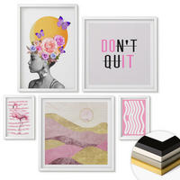 WANDBILDER 5er-Set - 50x50 cm & 20x30 cm & 40x60 cm Weißer Rahmen - Stilvolle Tierporträts - Weiß, Kunststoff (40/60cm) - ArtPrintCave