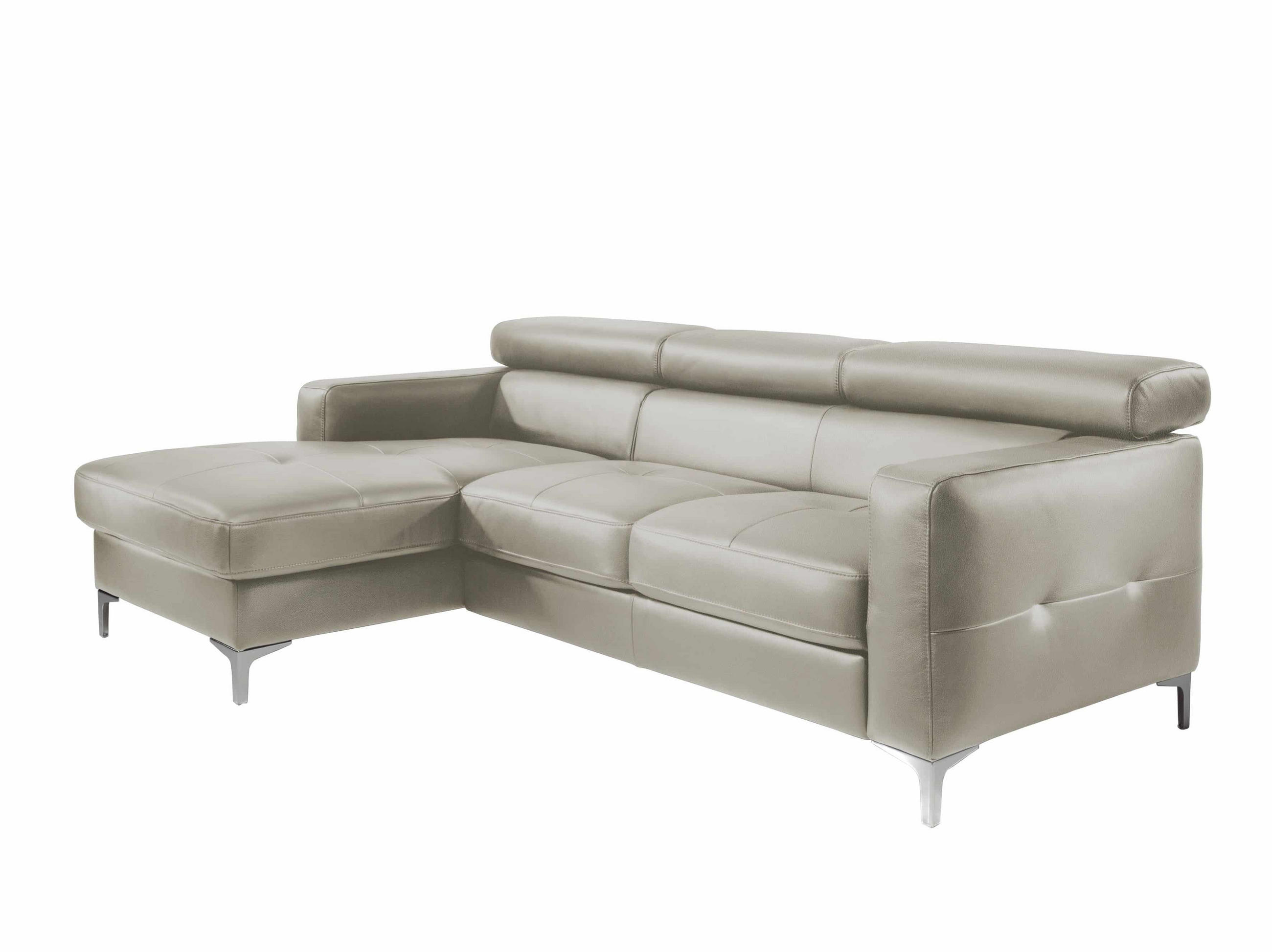 ECKSCHLAFSOFA mit Echtlederbezug, Schlaffunktion & Bettkasten - Chromfarben/Silberfarben, Leder/Holz (227/168cm) - Cotta