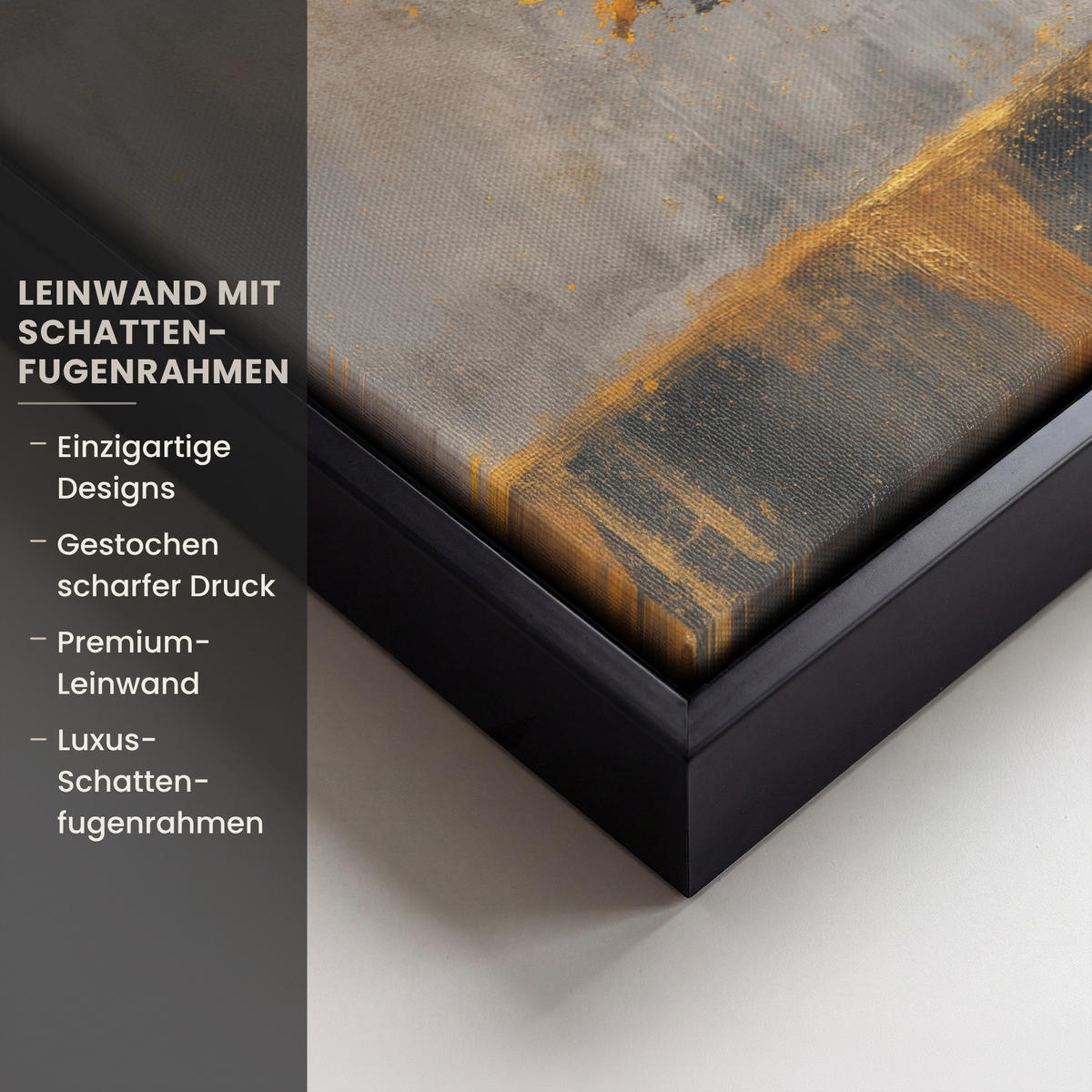 LEINWAND Bilder mit Rahmen - Baum - Blätter - Gold - Abstrakt - 30x20 - Grau, Textil (30/20cm) - MuchoWow