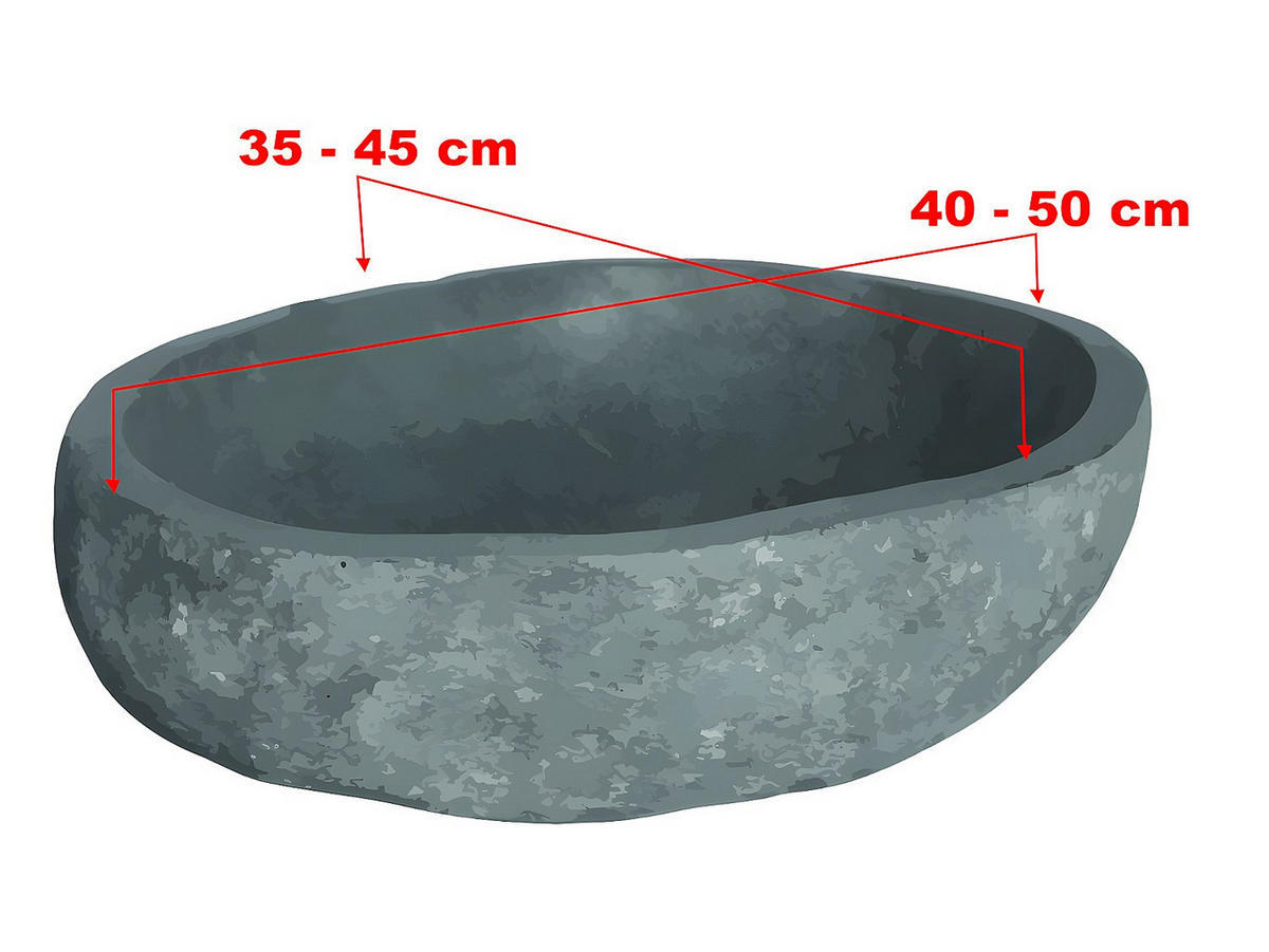 WASCHBECKEN - Stein - Grau - WATU - Grau, Stein (50/15/45cm) - Vente-Unique