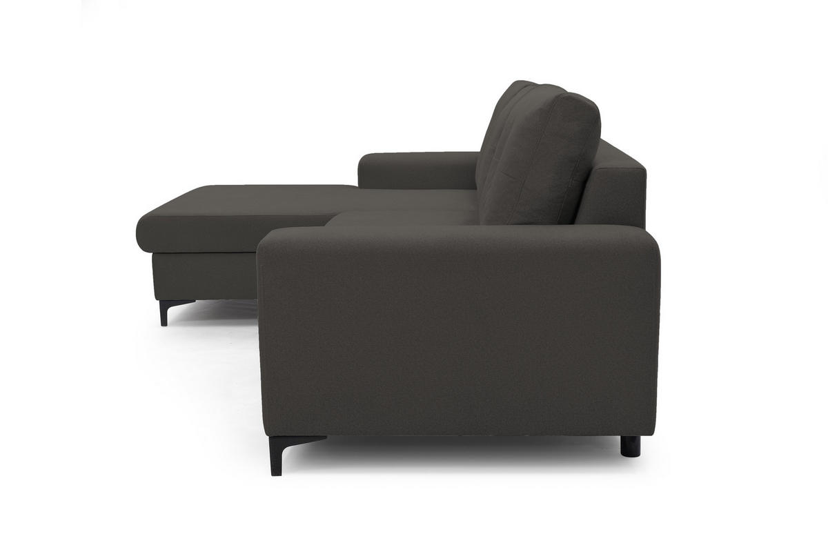 ECKSOFA AVRA L-förmig, mit Stauraumbehälter-in RINO-Stoff, Komfort & Eleganz, lose Rückenkissen, freistehend, LINKS 165x251x85 cm Graphite - Graphitfarben, Holz/Textil (165/251cm) - DomoHome