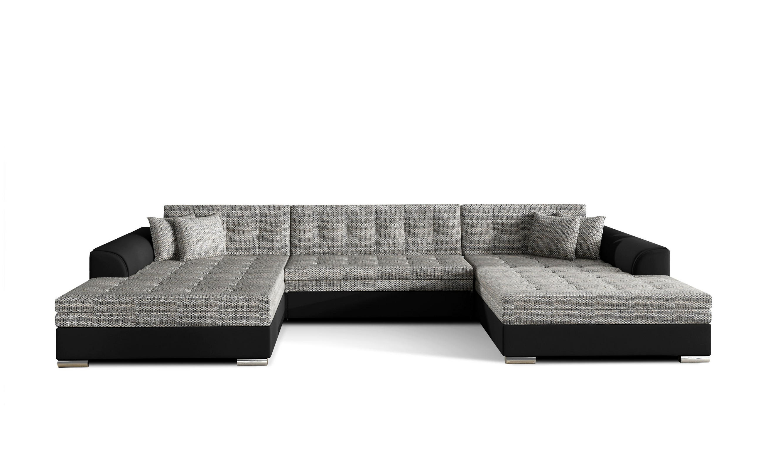WOHNLANDSCHAFT VENTO U-Form – Großzügiges Ecksofa mit Schlaffunktion & Kissen 359 cm - Grau, Kunststoff (359/78/165cm) - Wohnideebilder