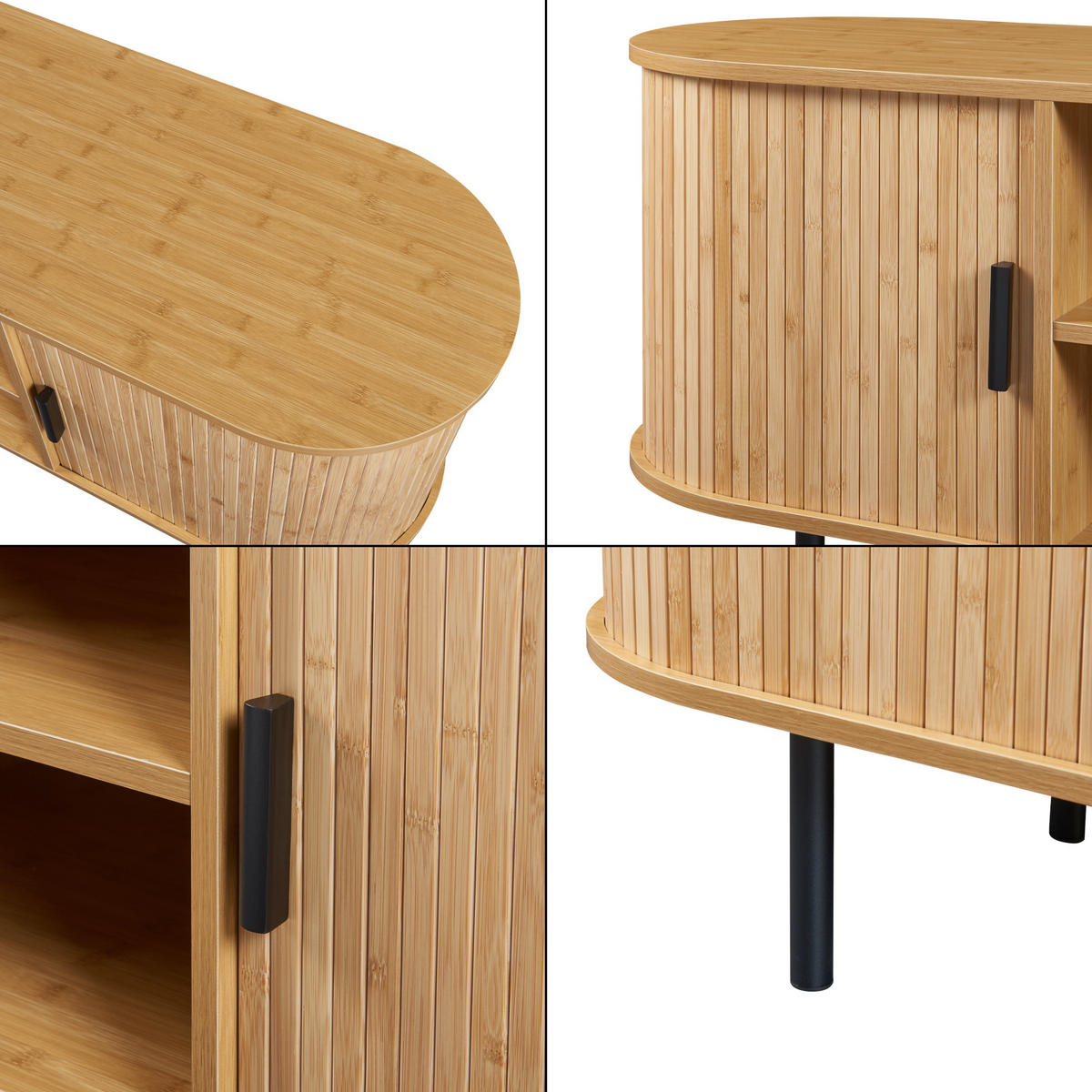 TV SKŘÍŇKA Tvedestrand - přírodní/černá, kov/kompozitní dřevo (140/55/40cm) - [en.casa]