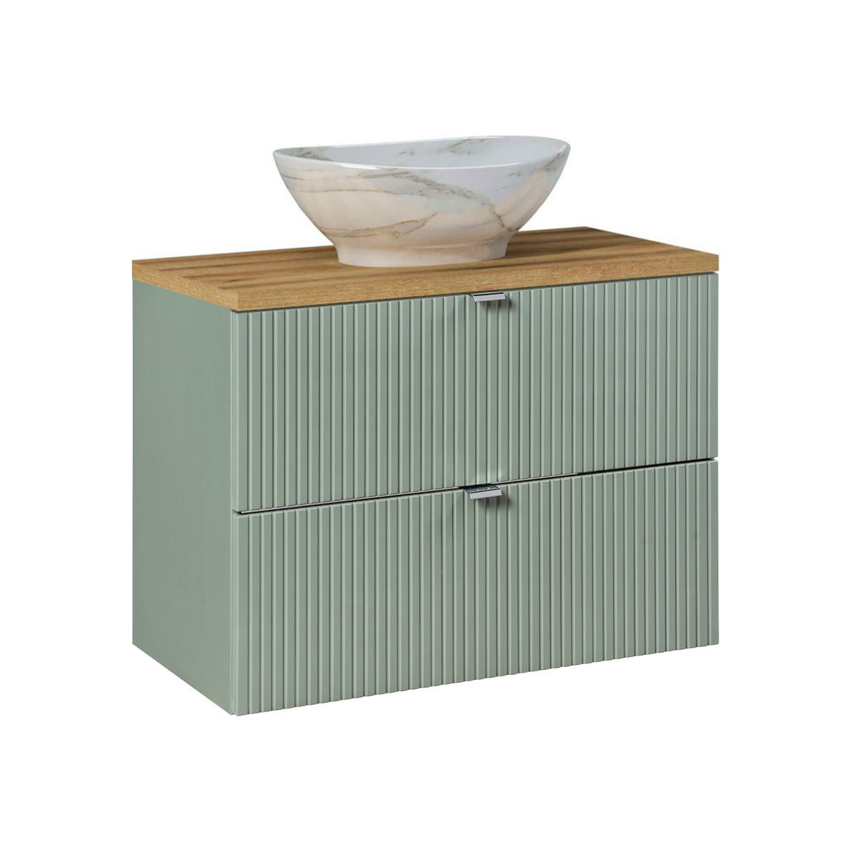 WASCHTISCH 80.4cm Jade Grün und Holz - Grün, Holzwerkstoff (80.4/59/40cm) - Petits-meubles