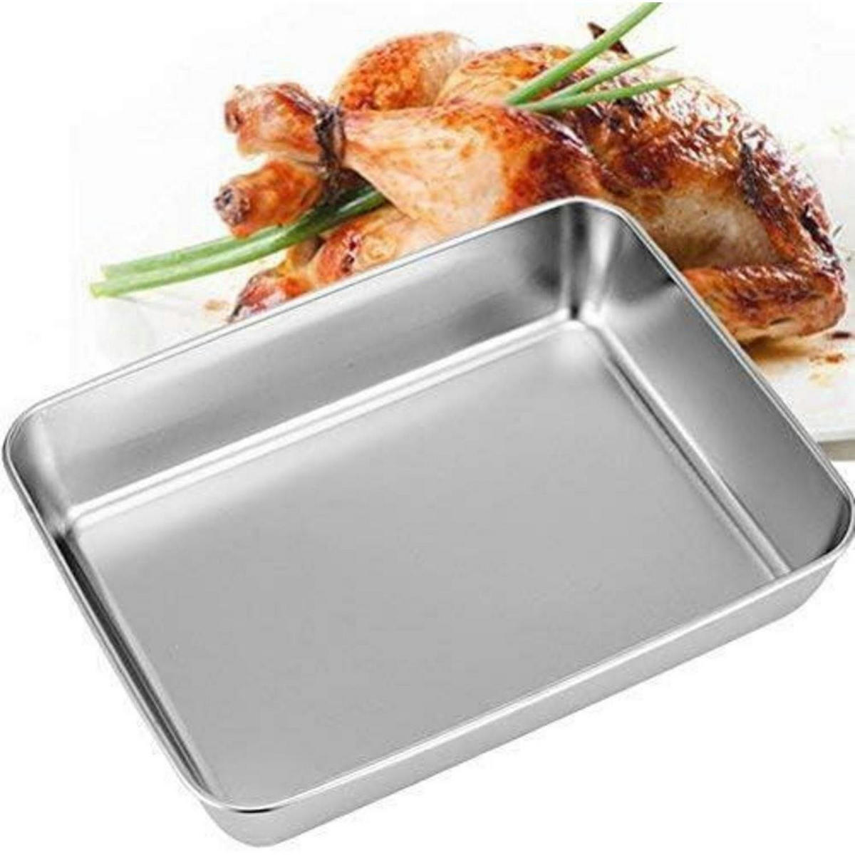 BACKBLECH Edelstahl 2 Größen 36 x 28 cm - Silberfarben, Metall (28.5/6/36.2cm)