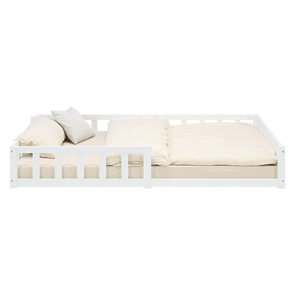 BODENBETT 120x200 cm Weiß mit Lattenrost - Weiß, Holz (120/200cm) - Homestyle4u