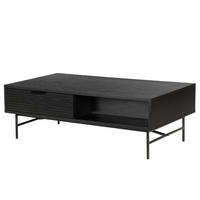 COUCHTISCH - Echtholzfurnier - Eichefarben/Schwarz, Holzwerkstoff/Metall (60/120/40cm) - home24