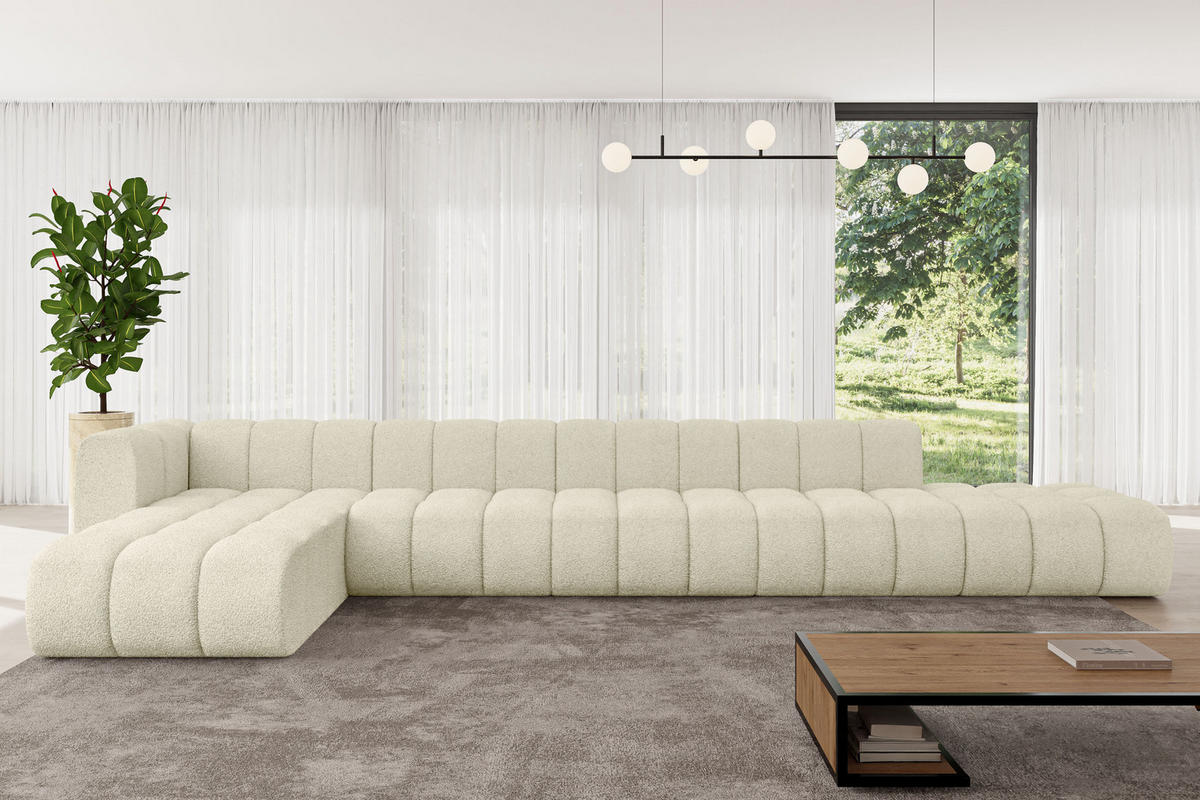 ECKSOFA modulares Sofa Zuvon-L3 - 478x177x70 cm Beige - Beige, Holzwerkstoff/Textil (478/177cm) - ALTDECOR