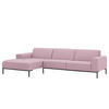 ECKSOFA mit Longchair - Webstoff - Schwarz/Rosa, Textil (285/168cm) - home24