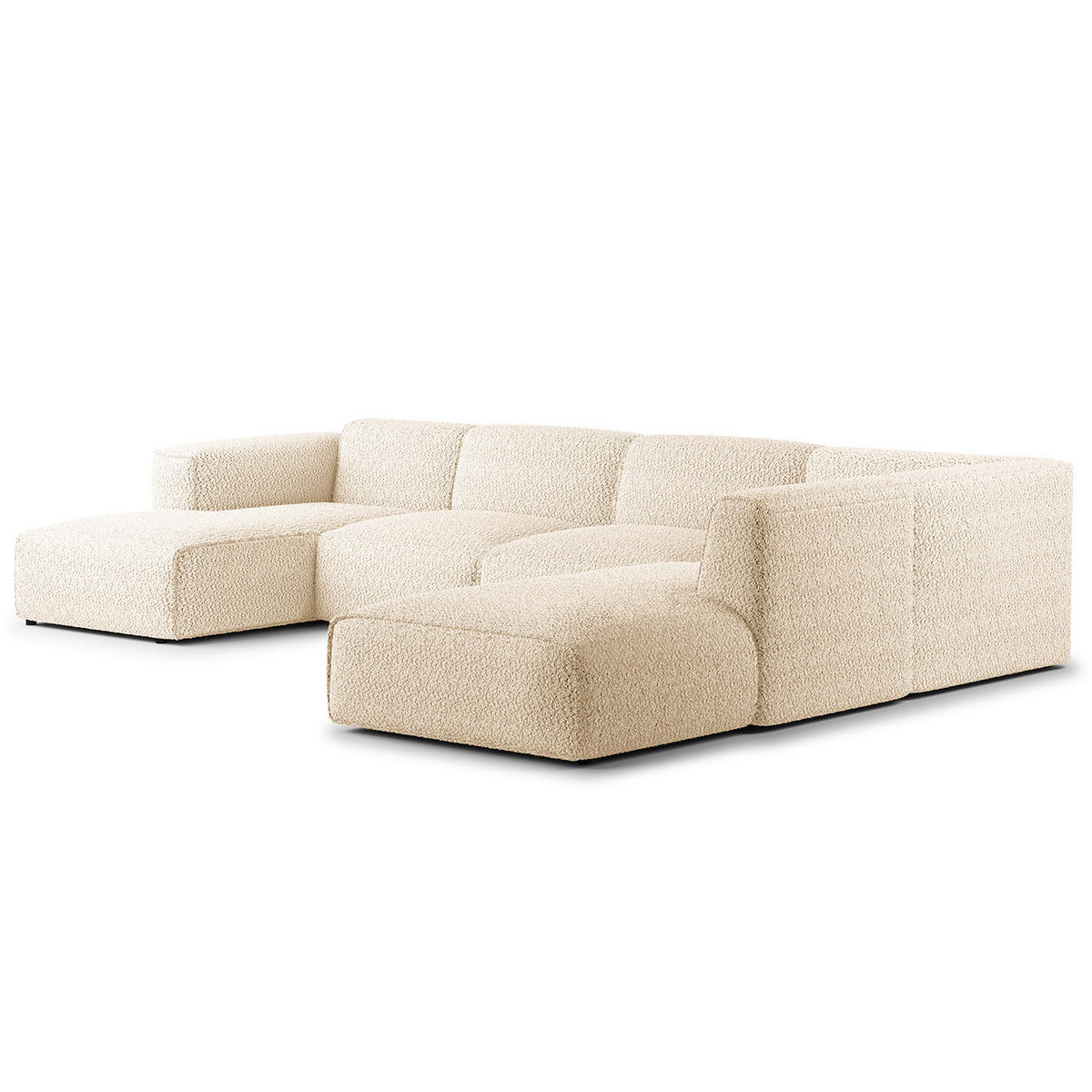 WOHNLANDSCHAFT mit Longchair - Beige/Schwarz, Kunststoff/Textil (325/71/235cm) - home24