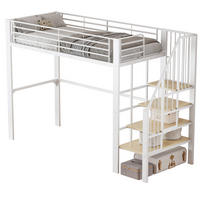 HOCHBETT 90/200 cm in Weiß mit Treppe und Stauraum - Weiß, Holzwerkstoff/Metall (90/200cm) - CHICFURN