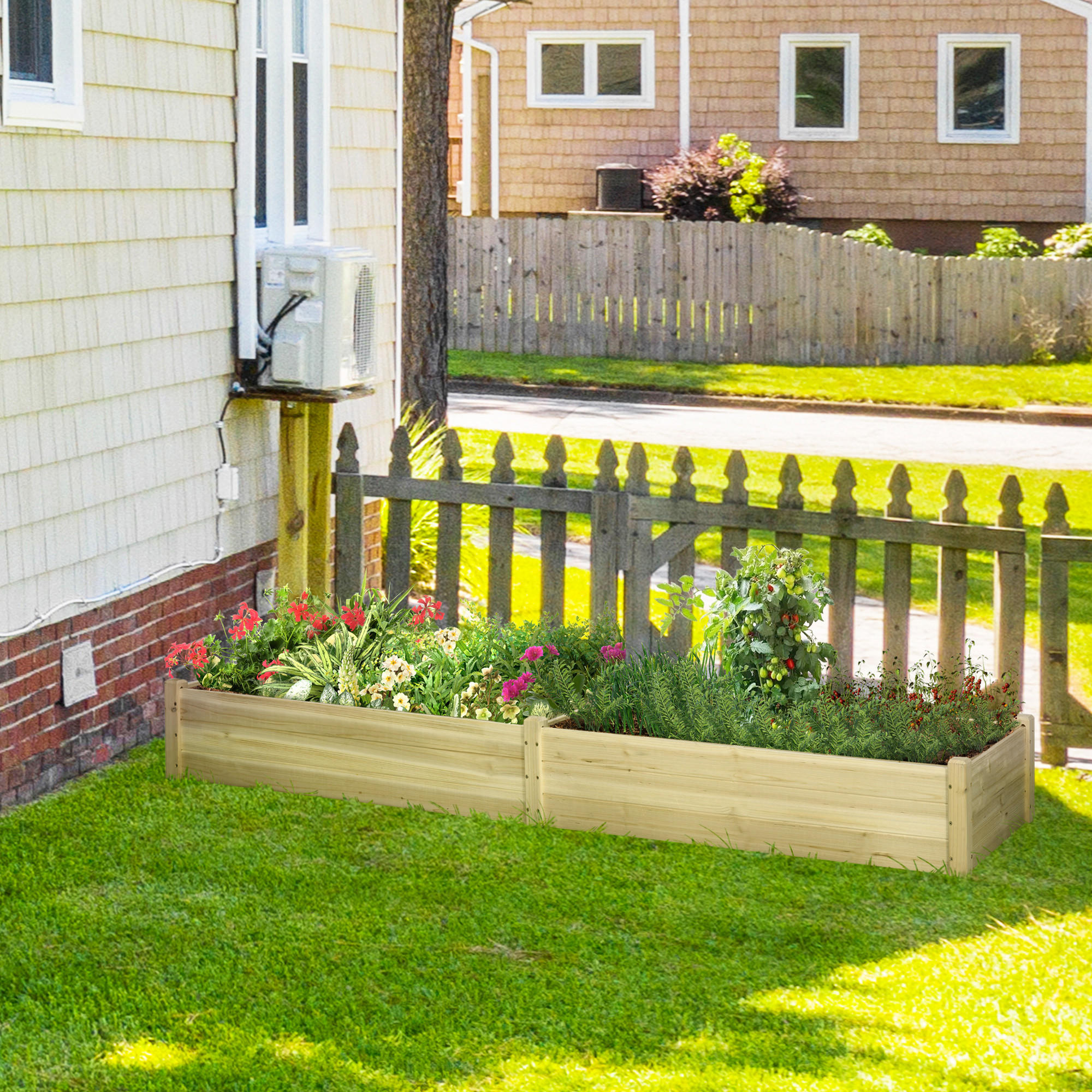 GARTENBEET, Naturfarben - Naturfarben, Holz (61.5/27/244cm) - Outsunny