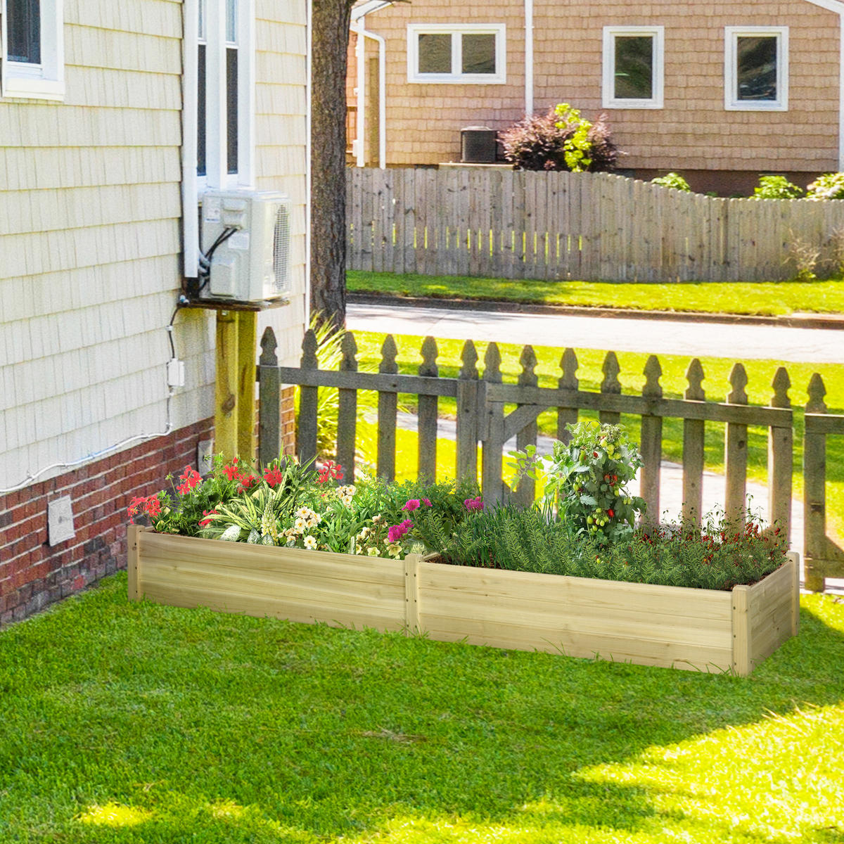 GARTENBEET, Naturfarben - Naturfarben, Holz (61.5/27/244cm) - Outsunny
