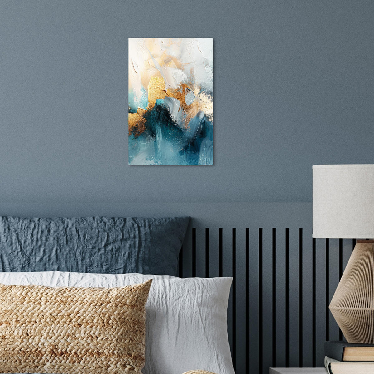 POSTER Abstrakt - Kunst - Gold - Blau 20x30 cm - Petrol, Papier (20/30/0.1cm) - MuchoWow