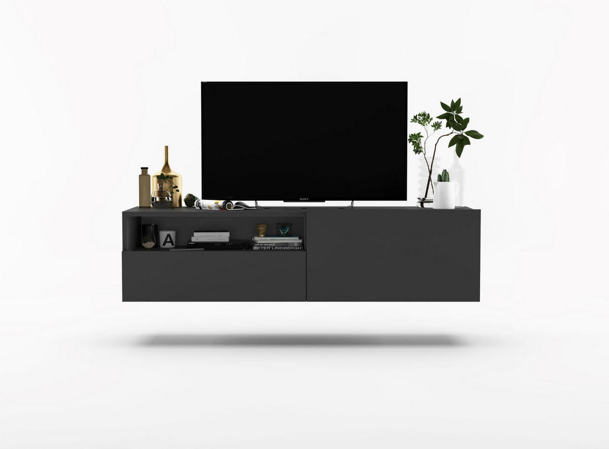 TV-SCHRANK Enjoy Graphit matt Schublade 120 cm - Grau, Holzwerkstoff (120/30/35cm) - Meble Lindner