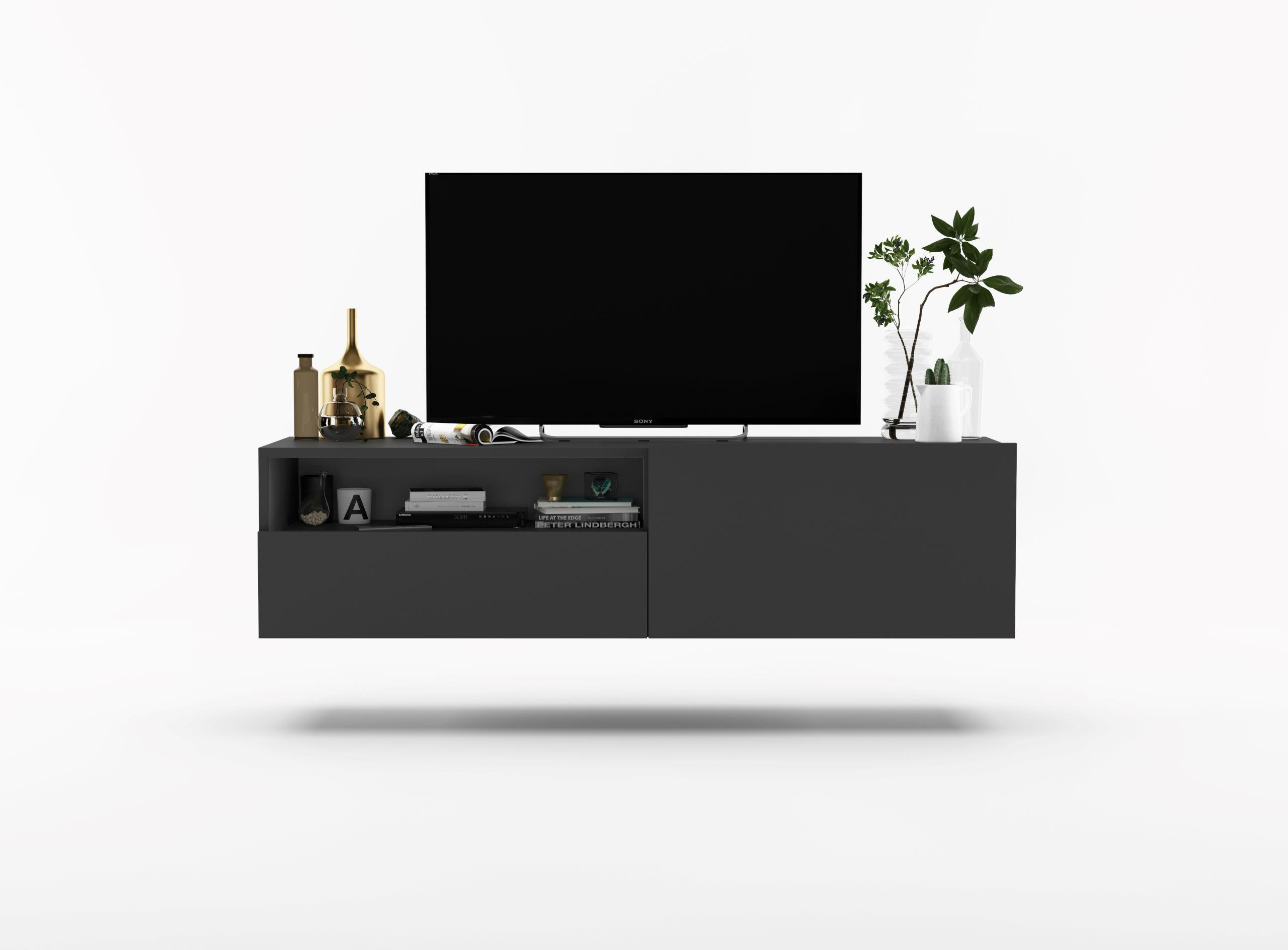 Thumbnail - Meble Lindner Tv-Schrank, Grau, Holzwerkstoff, 2 Fächer, 1 Schubladen, Rechteckig, 120x30x35 cm, Wohnzimmer, Wohnwände, ...