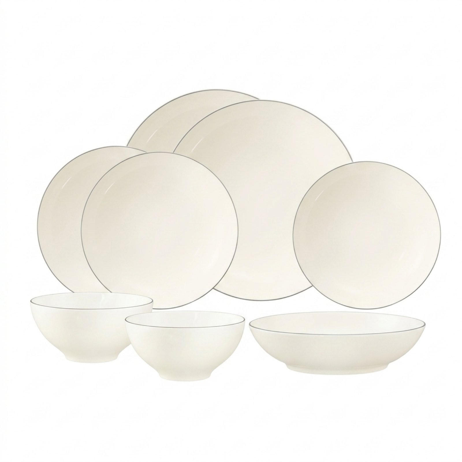 EINSTEIGER-SET Savona Grey Line creme 8er Set - Creme, Keramik (2/2/2cm) - Seltmann Weiden