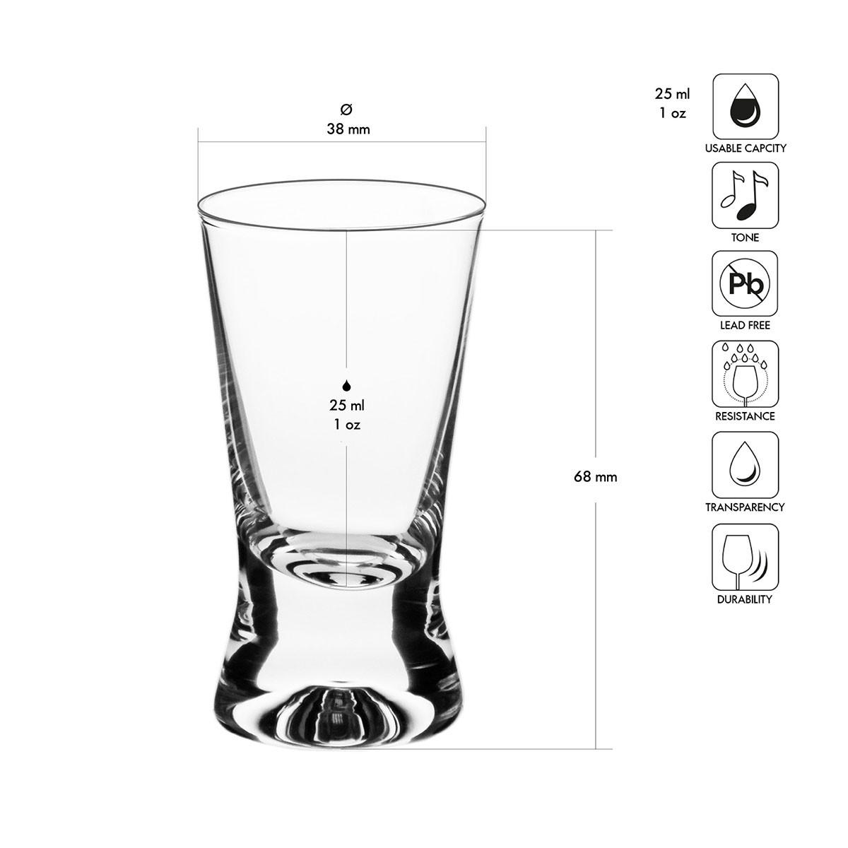 SCHNAPSGLÄSER X-Line, 6er-Set, 25 ml - Transparent, Glas (0.02L) - Krosno Glass