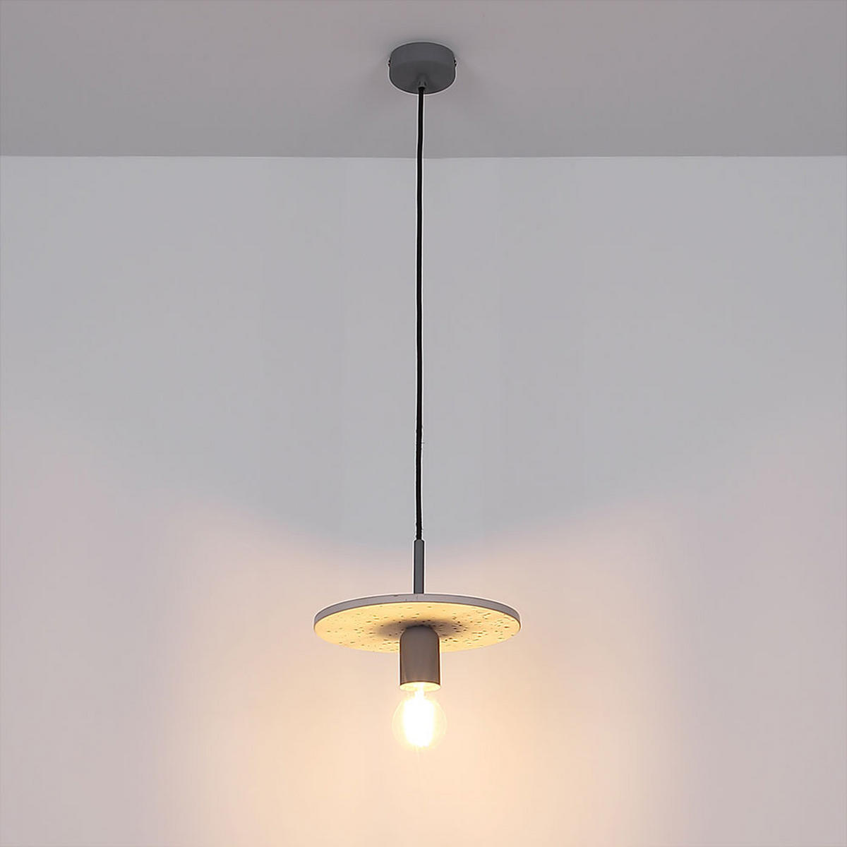 HÄNGELEUCHTE Metall Grau Terrazzo-Steinoptik - Grau, Metall (23/23/120cm)