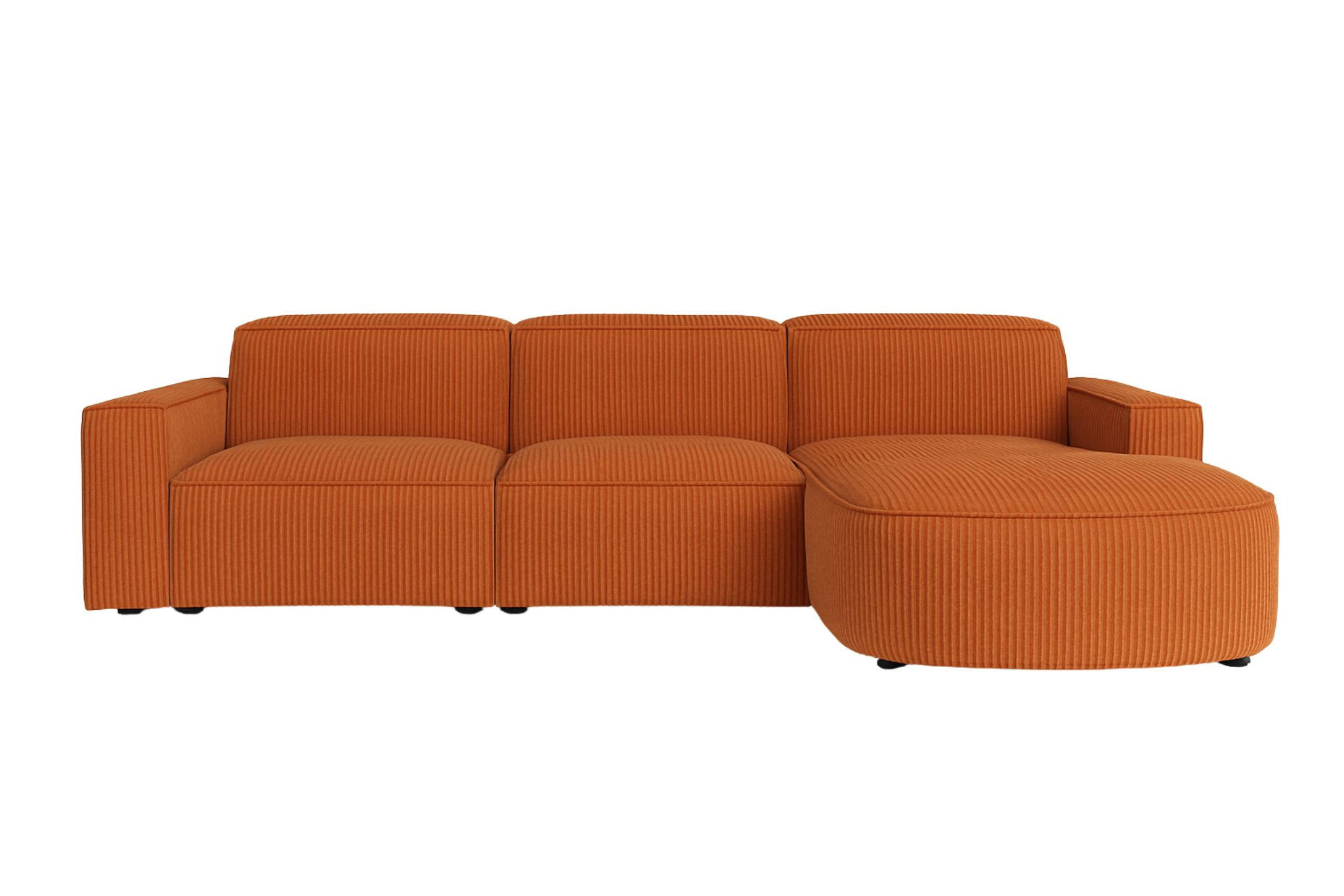 ECKSOFA Cursal Round L-Form, Stoff Poso, Kupfer, Rechts - Orange, Holz (284/166cm) - Kaiser Möbel