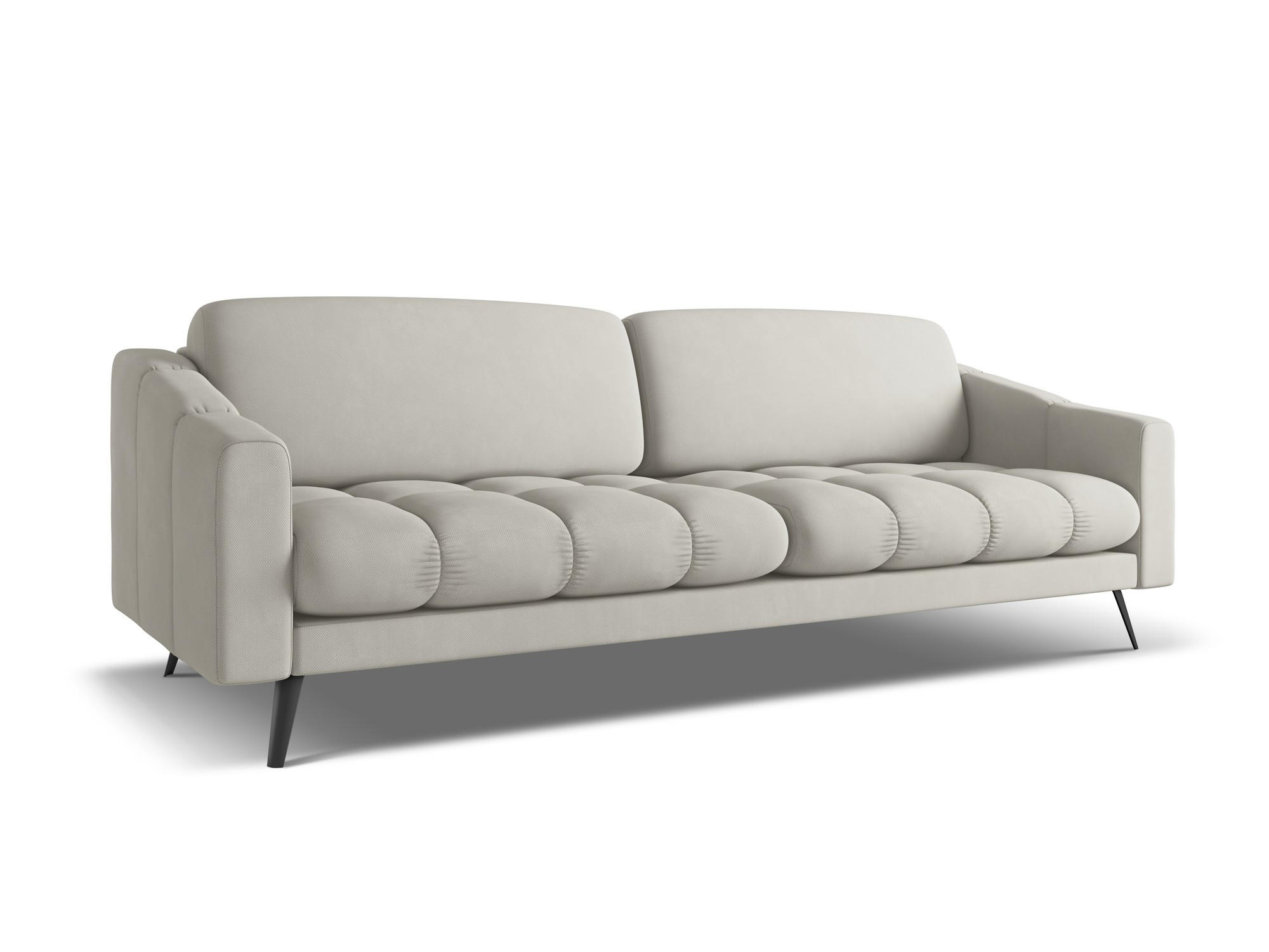4-SITZER-SOFA Chenille Stoff Beige - Beige/Schwarz, Textil/Metall (238/80/95cm) - Makamii