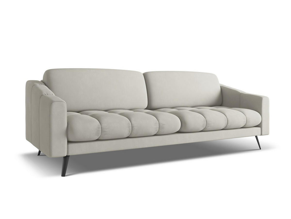 4-SITZER-SOFA Chenille Stoff Beige - Beige/Schwarz, Textil/Metall (238/80/95cm) - Makamii