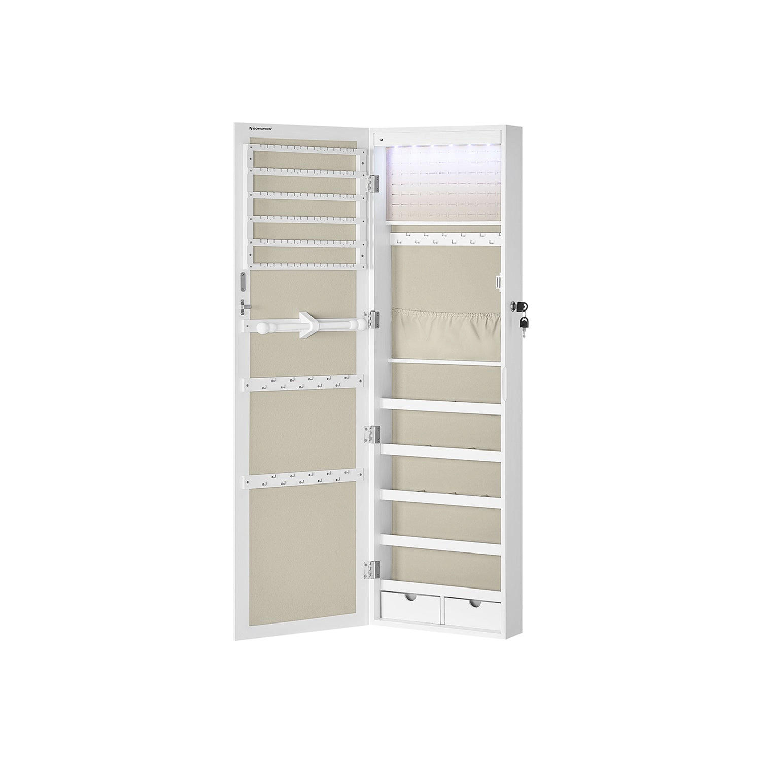 SCHMUCKSCHRANK ISTANBUL - Weiß, Glas (37/120/10cm) - Hansiro