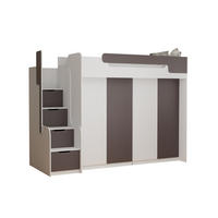 ETAGENBETT ARTHUR 90/200 in Weiß/Grau mit Kleiderschrank - Weiß/Grau, Holzwerkstoff (90/200cm) - Deine Möbel 24