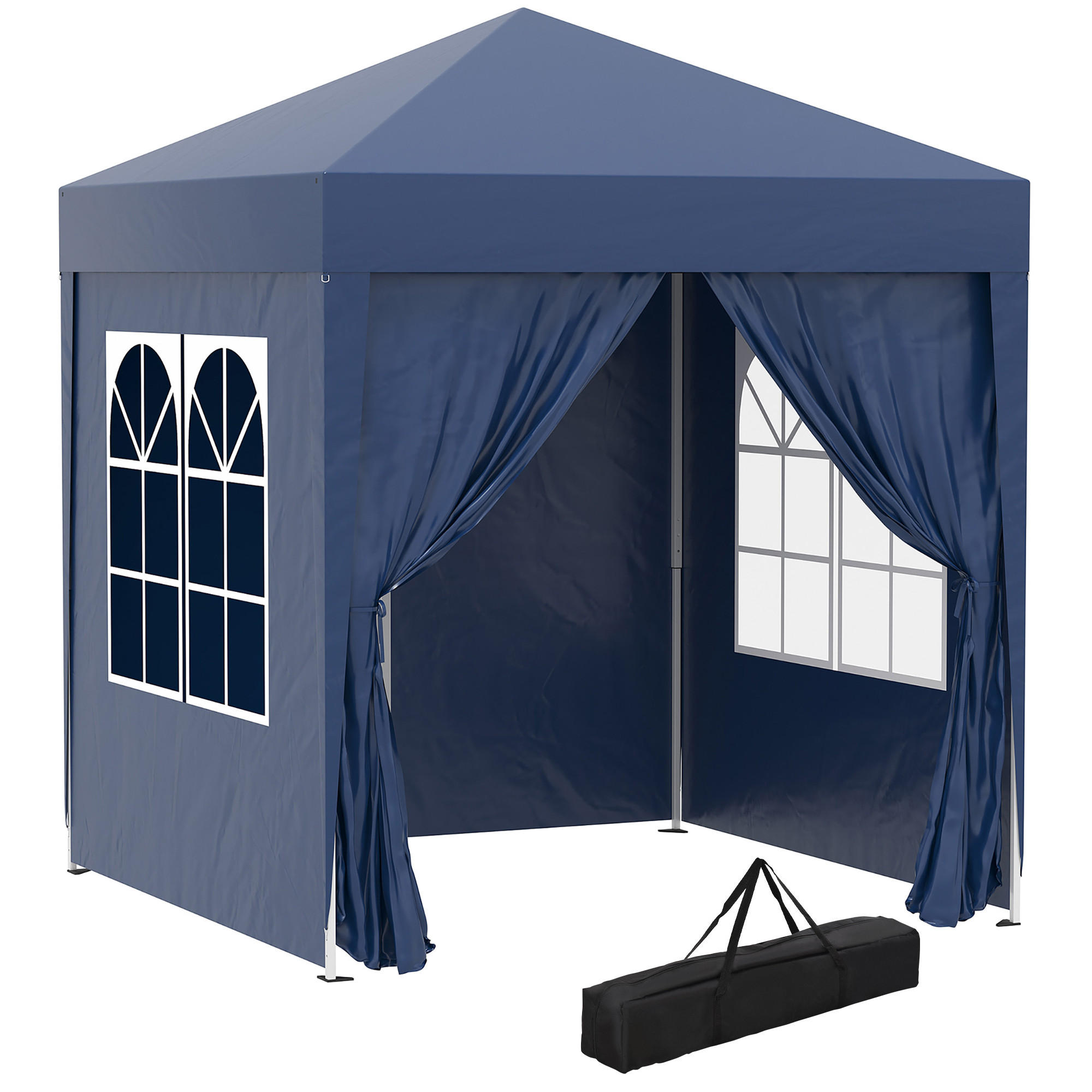 FALTPAVILLON, Weiß+Schwarz, Stahl, Oxford-Stoff - Blau, Metall (200/240/200cm) - Outsunny