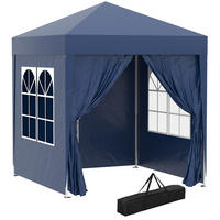 FALTPAVILLON, Weiß+Schwarz, Stahl, Oxford-Stoff - Blau, Metall (200/240/200cm) - Outsunny
