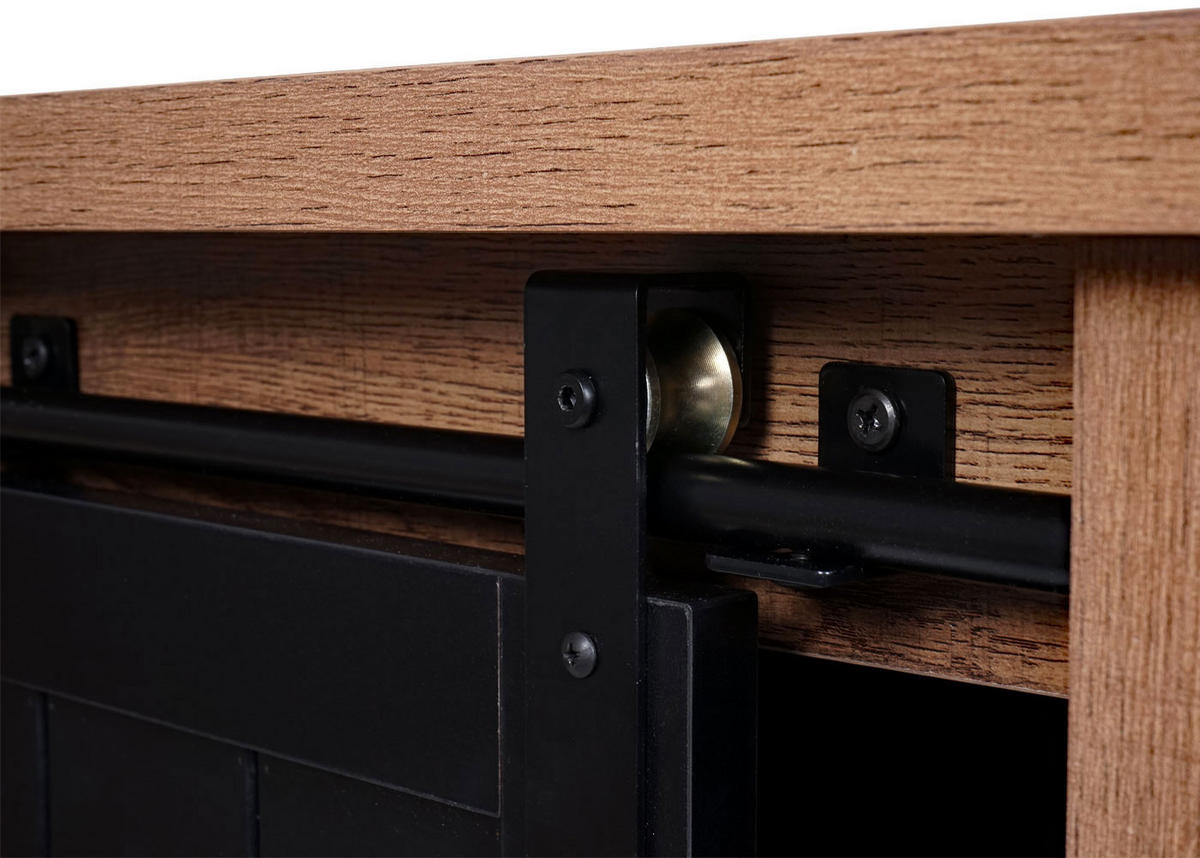 SET AUS SCHRANK UND SIDEBOARD Dunkelbraun, Schwarz - Dunkelbraun/Schwarz, Holz (150/163/40cm) - MCW