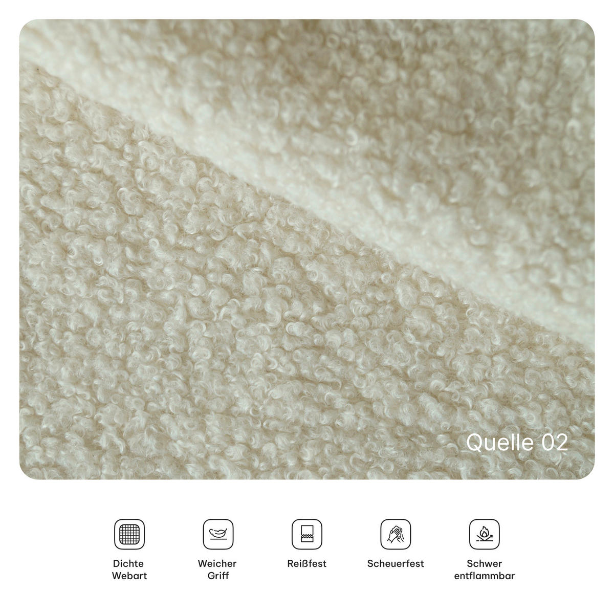 ECKSOFA SABI modulares Boneless Sofa mit Schlaffunktion Creme Boucle-Stoff - Creme, Textil (200/120cm) - MASSENO