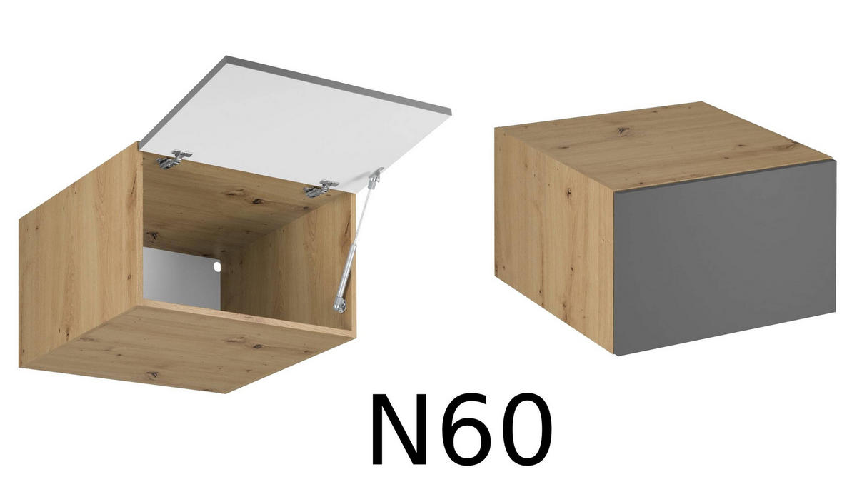 KÜCHENZEILE 340 - Langen KL1-M340 in Grau/Matt - Schwarz/Grau, Holz (340/212/58cm)