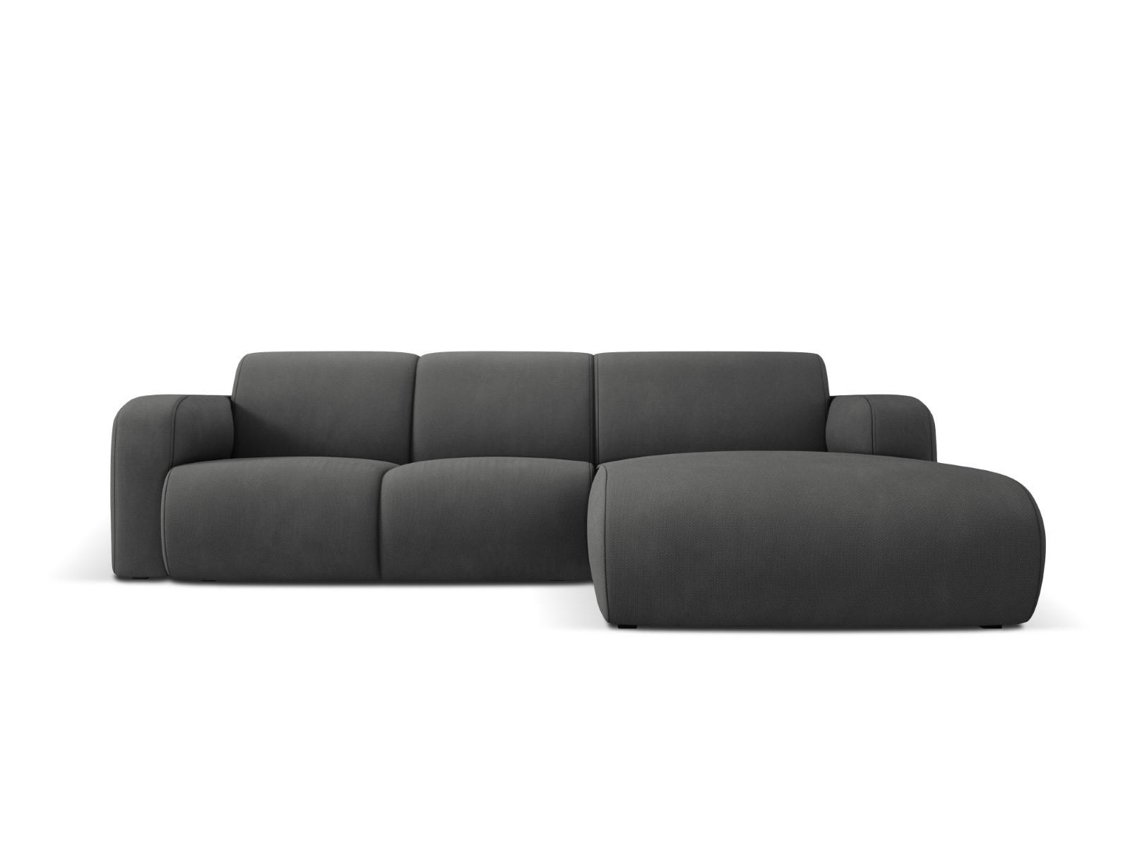ECKSOFA rechts Molino aus strukturiertem Stoff dunkelgrau 4 Sitzplätze - Dunkelgrau, Textil (170/250cm) - Micadoni