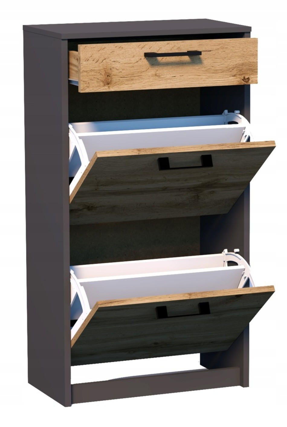 SCHUHSCHRANK 2D1S Anthrazit-Wotan Eiche 50/28/92 cm - Anthrazit/Eiche Wotan, Holzwerkstoff (50/92/28cm) - Matkam Möbel