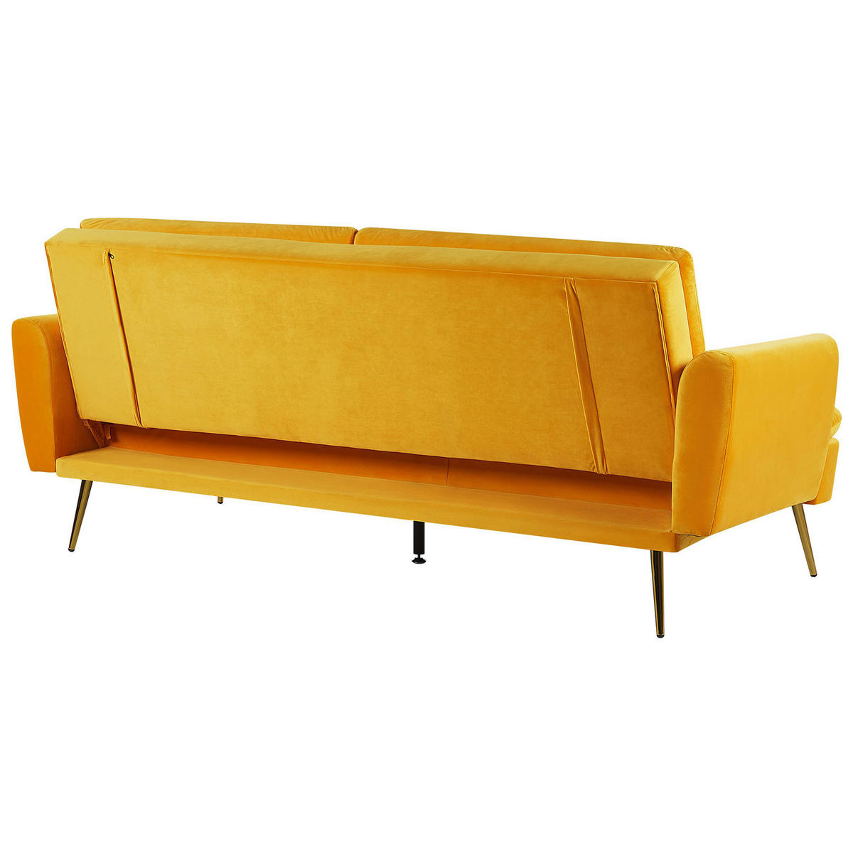 3-SITZER-SCHLAFSOFA Samtstoff Gelb Vettre - Gelb, Textil (210/88/84cm) - Beliani