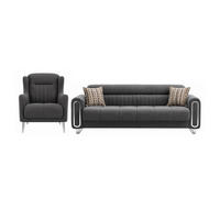 SITZGARNITUR Lima, Dunkelgrau Stellvariante 2+1 - Dunkelgrau, Holzwerkstoff/Metall (178/85/95cm)