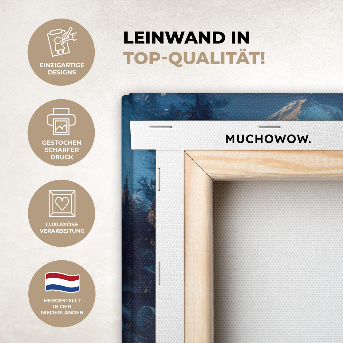 LEINWANDBILD Zug - Weihnachten - Schnee - Weihnachtszug 90x90 cm - Anthrazit, Textil (90/90cm) - MuchoWow