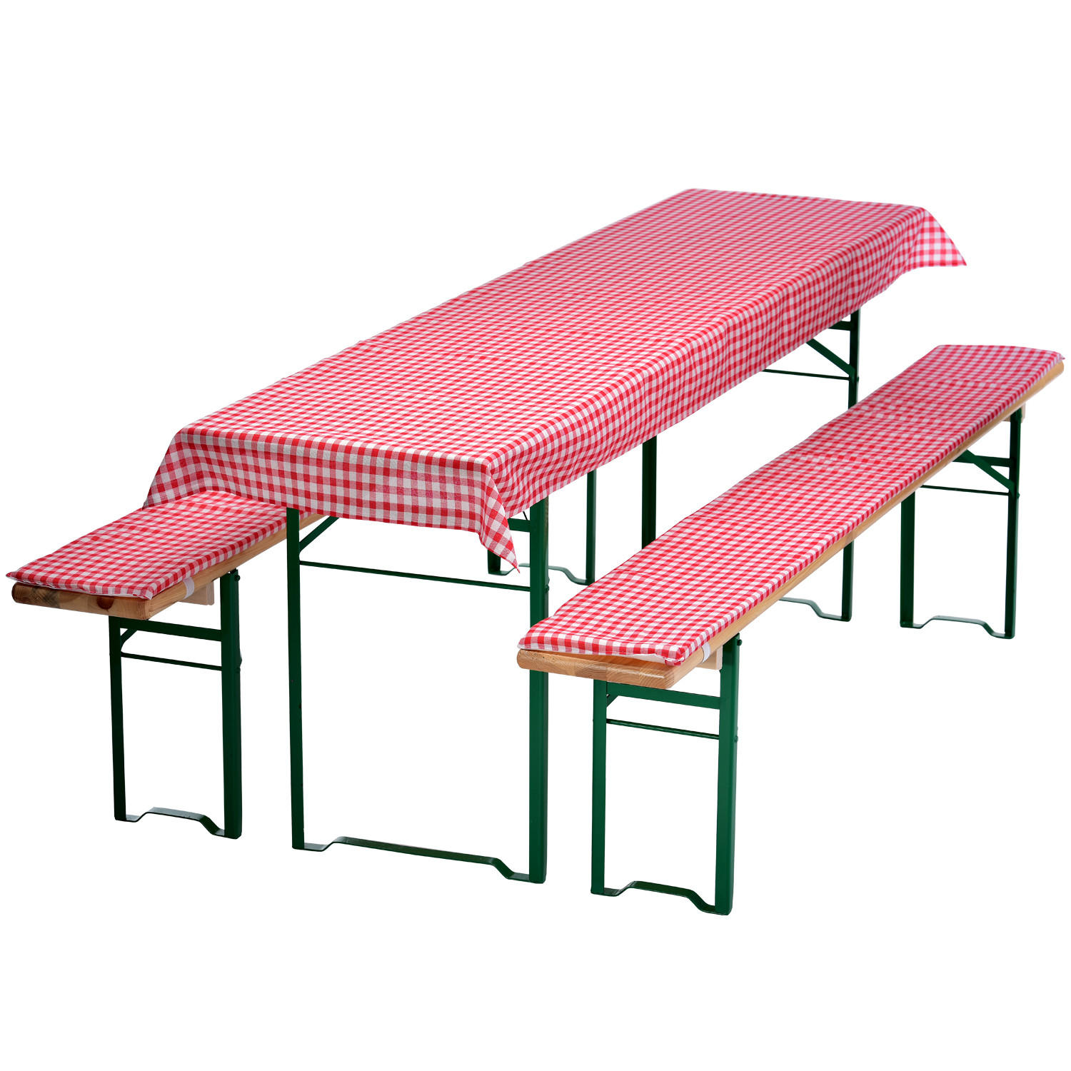 BIERBANKAUFLAGEN Set 240x90 cm Rot Kariert - Rot, Textil (90/240cm) - NYVI