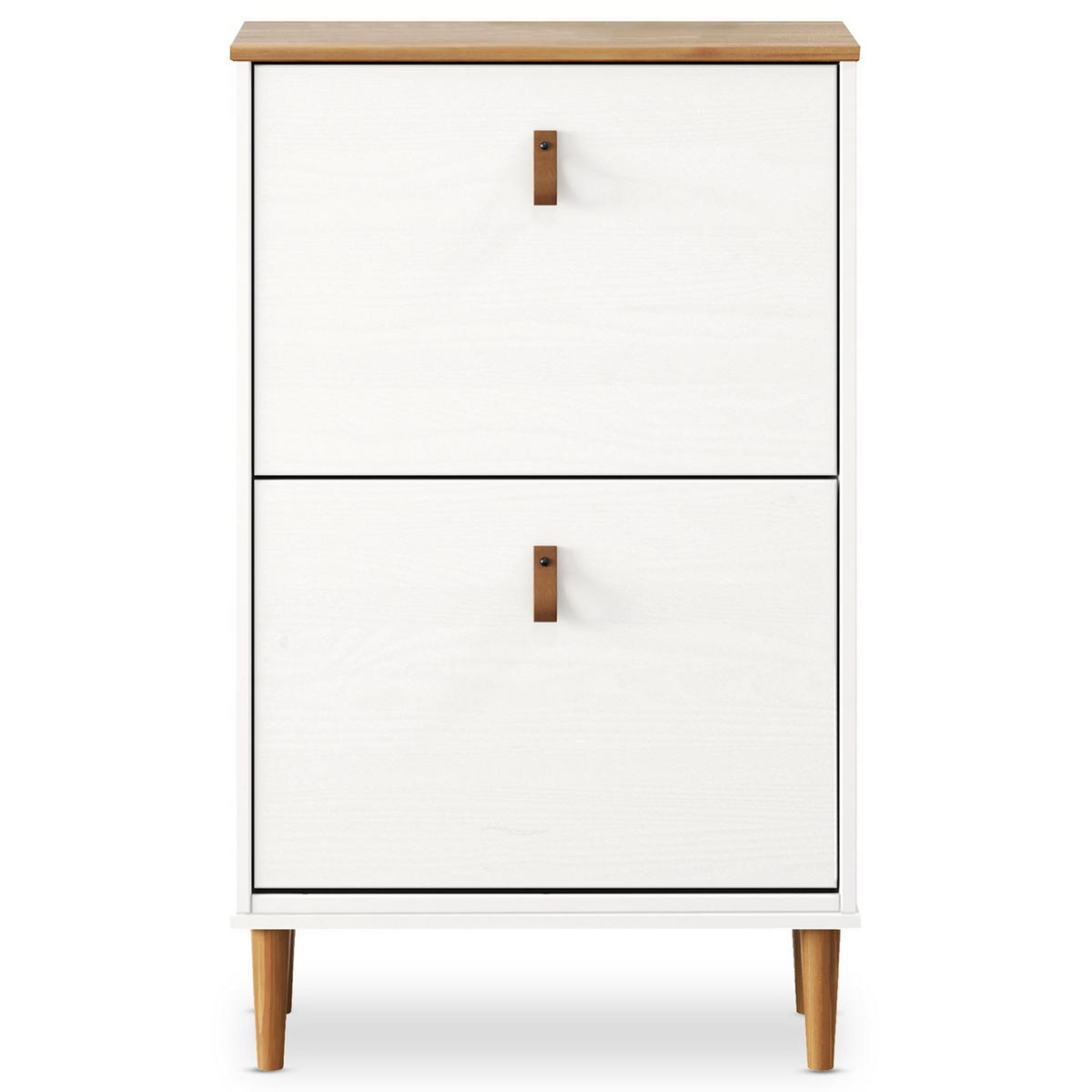 SCHUHKIPPER MIKKA weiß/Eiche - Eichefarben/Weiß, Holz (59/96/25cm) - IDIMEX