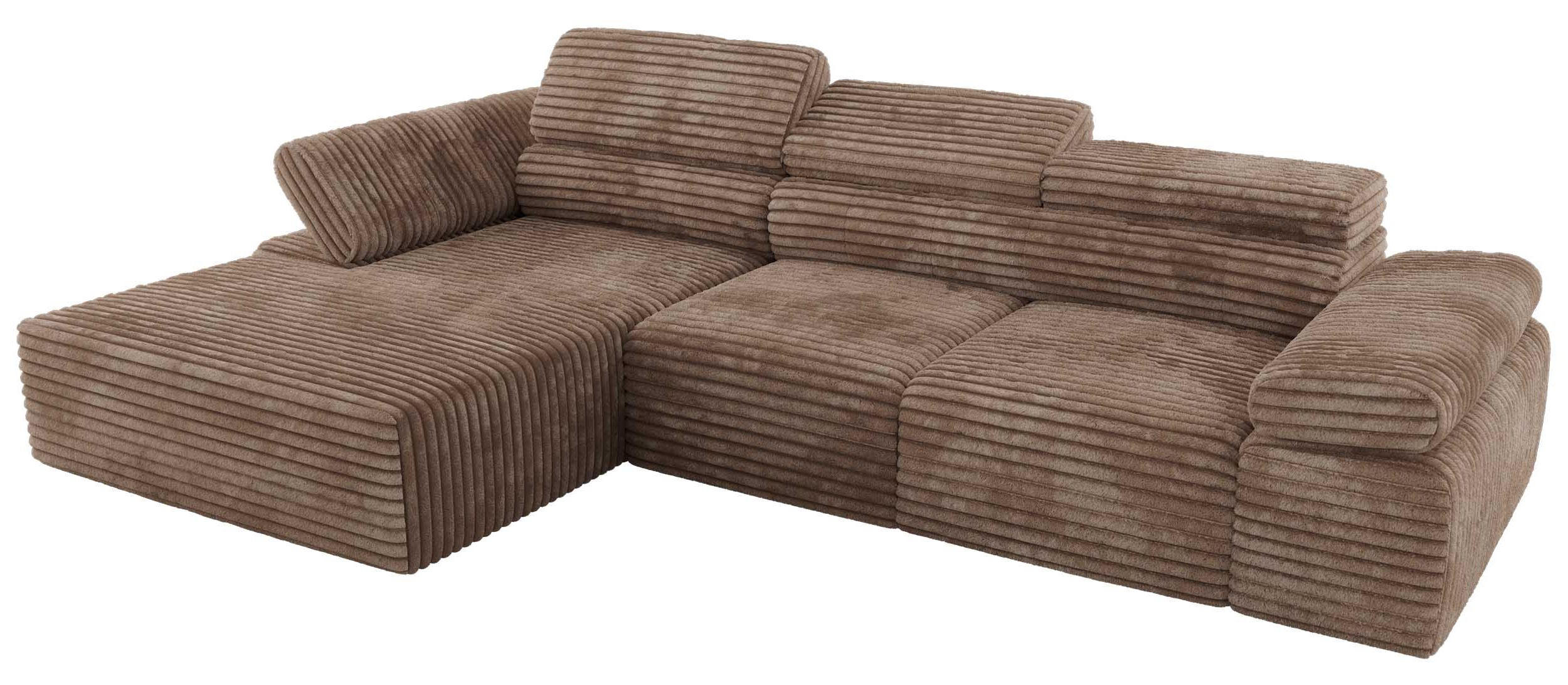 ECKSOFA RILASSO L Braun Cord - links - Schwarz/Braun, Kunststoff/Textil (296/174cm) - MKS