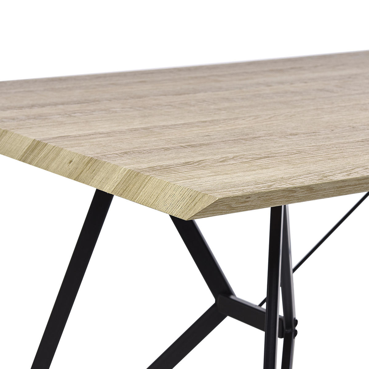 ESSTISCH 160/90/76 cm Hellbraun, Schwarz Rechteckig Buscot - Hellbraun, Holzwerkstoff (160/90/76cm) - Beliani