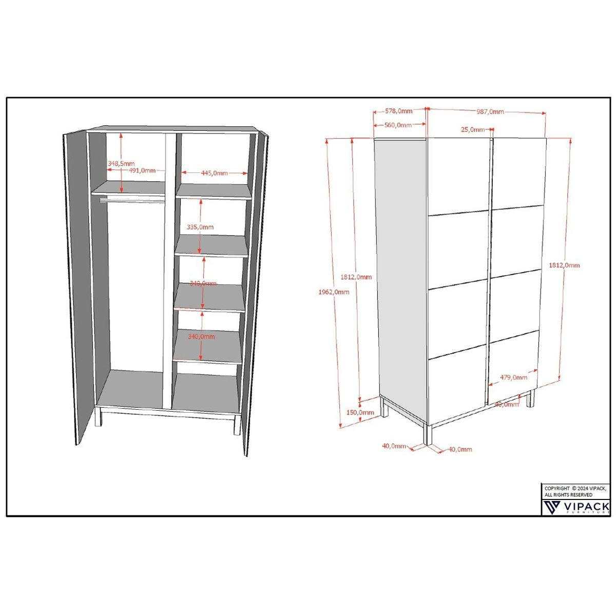 EINZELBETT Keely 90x200 weiß MDF Kiefer inkl. Nachtkonsole & Schrank - Weiß, Holz (90/200cm) - 58aufmkessel