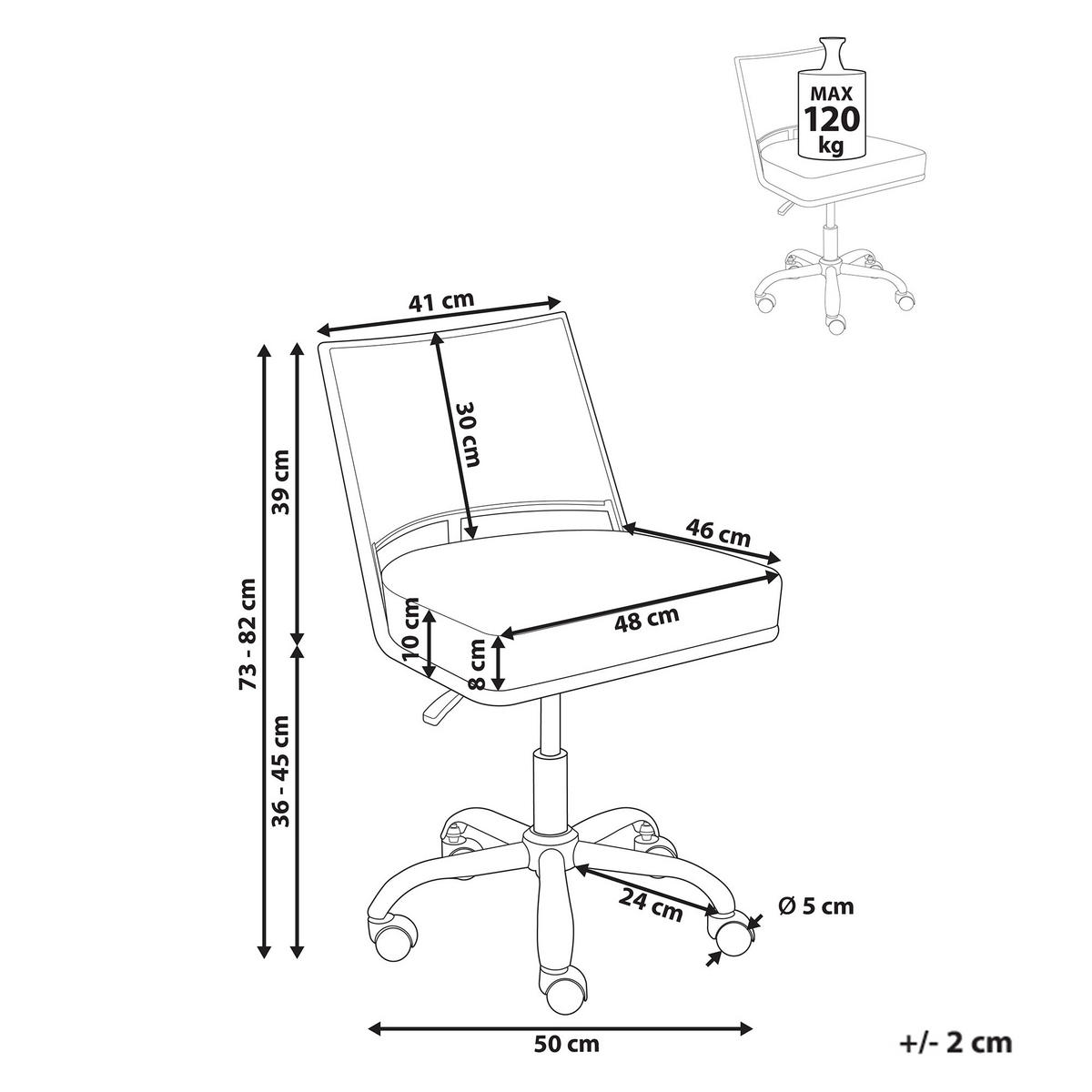 SCHREIBTISCHSTUHL Schwarz Nome - Silberfarben/Schwarz, Kunststoff (50/73/50cm) - Beliani