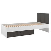 BETT Torino Weiß / Eiche Castello / Graphit 94 / 207 / 90cm - Weiß, Holz/Holzwerkstoff (90/200cm) - Feldmann-Wohnen