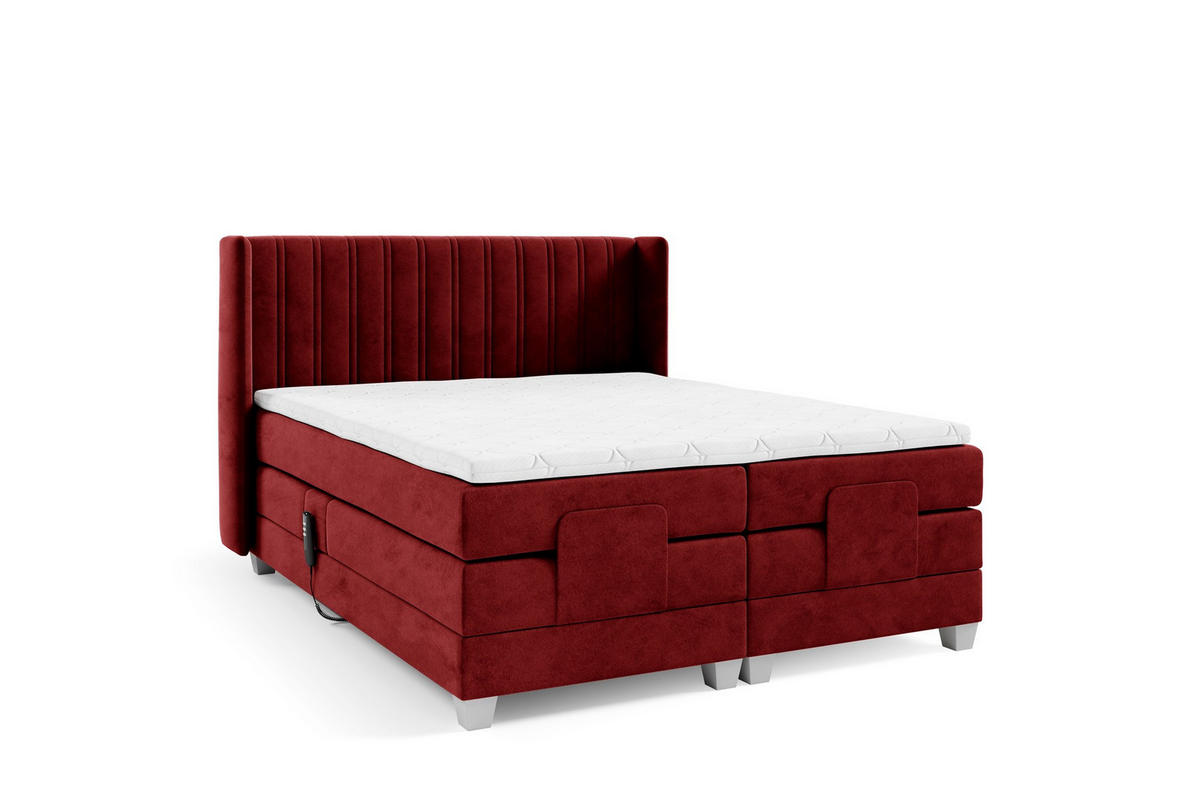 BOXSPRINGBETT Bett Elektrisch Magnus - Rot, Holzwerkstoff/Textil (180/200cm) - Fun Möbel